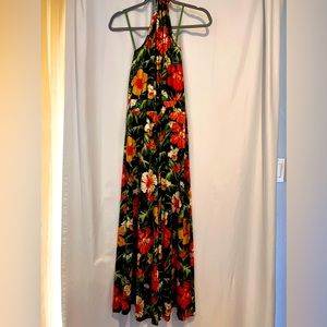 Flower Printed Backless Tie Jumpsuit